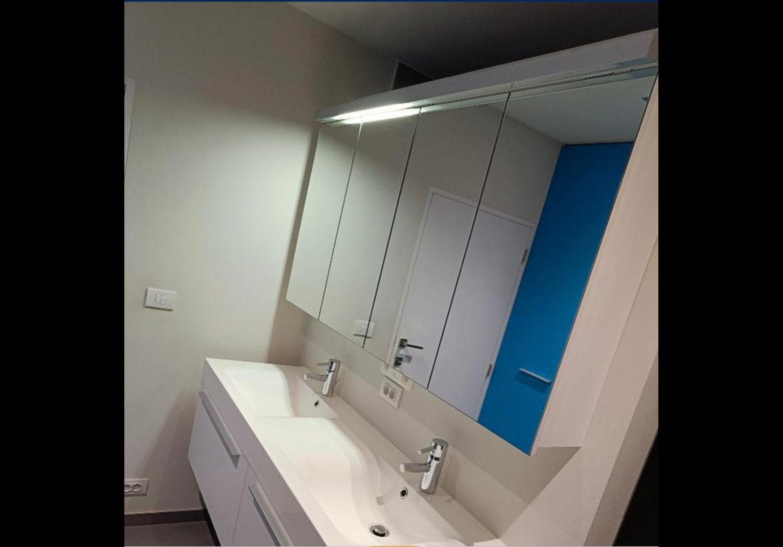 Badkamermeubel met spiegelkast 160cm, Ophalen, Zo goed als nieuw, 150 tot 200 cm, Spiegelkast