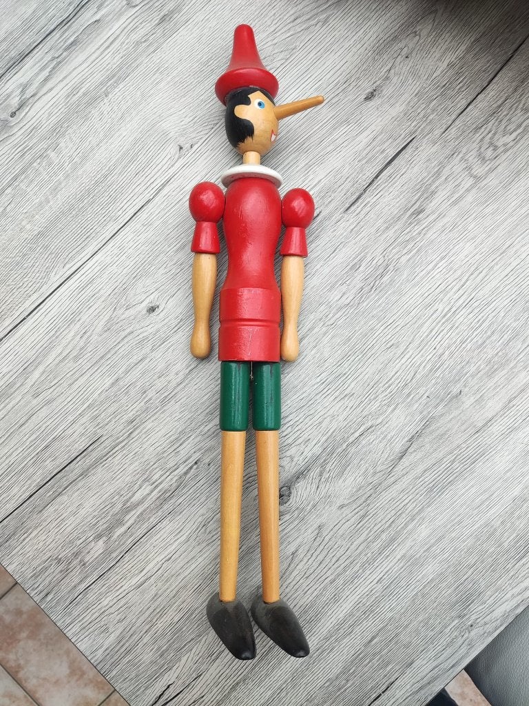 Figurine de Pinocchio en bois peint et articulé, Enlèvement, Comme neuf