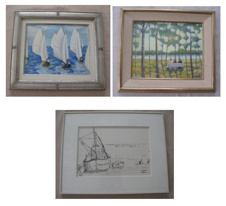 mooie pentekening en schilderijen van Paul Ghuys, Antiek en Kunst, Ophalen of Verzenden, Tekening
