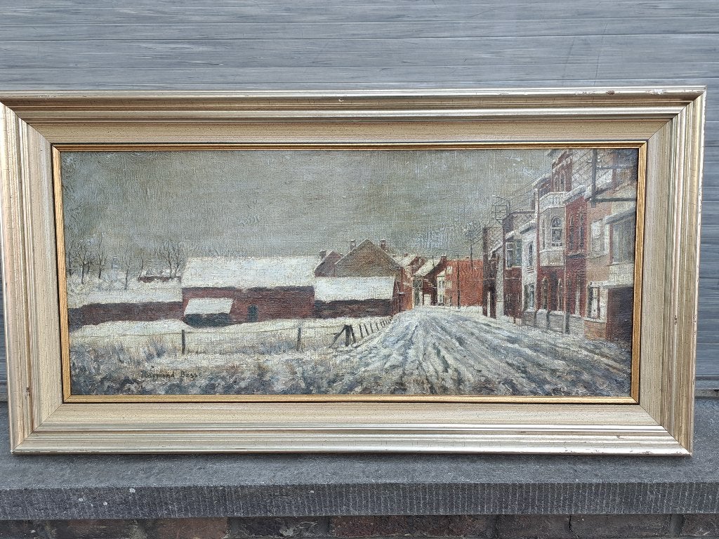 Huile sur toile ruelle signe Raymond Besse, Antiek en Kunst, Ophalen of Verzenden, Doek