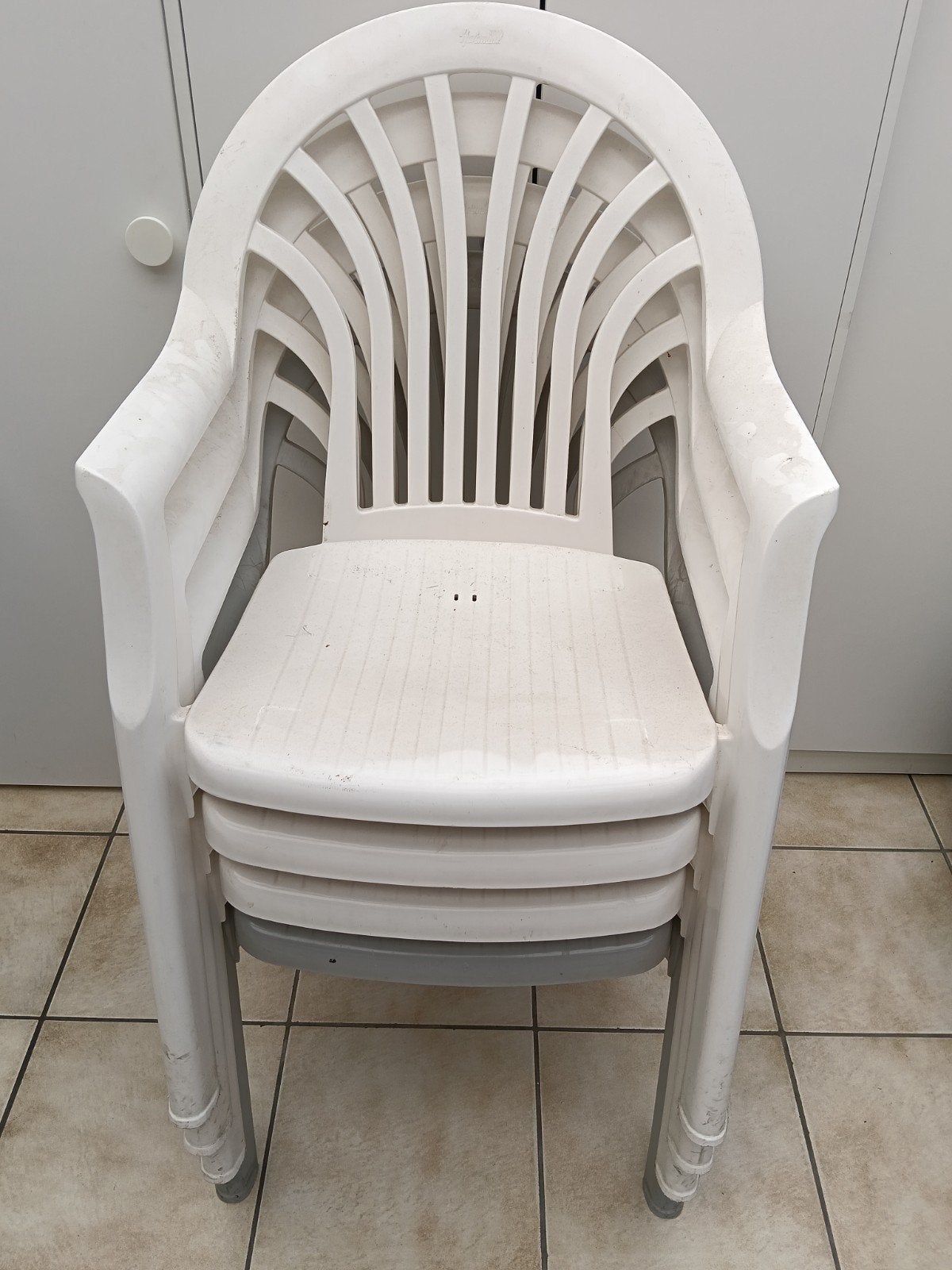 Hartmann tuinstoelen 4 stuks, Tuin en Terras, Ophalen, Gebruikt, Plastic, Stapelbaar
