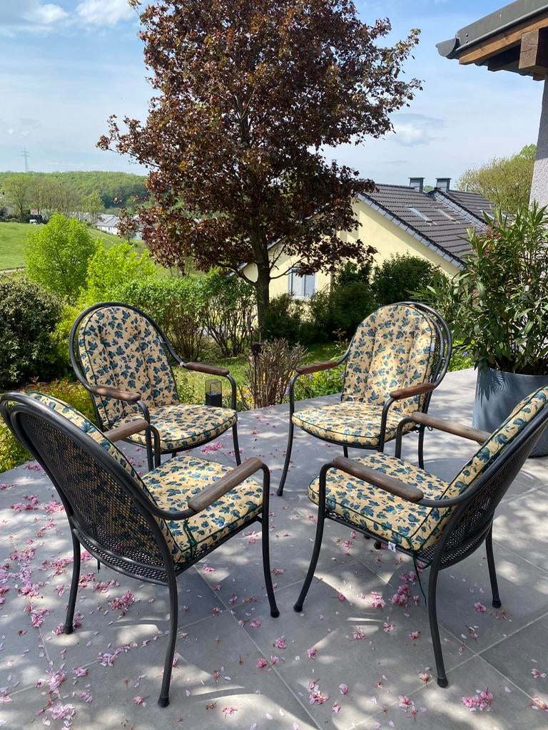 Chaises de jardin empilables ROYAL GARDEN avec coussins, Jardin & Terrasse, Enlèvement, Comme neuf, Métal, Empilable