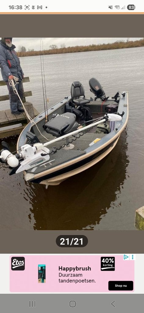 Lund aluminium visboot, Sports nautiques & Bateaux, Enlèvement ou Envoi, 50 à 70 ch, Démarrage électrique, 60 cm