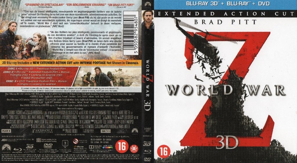 world war z (blu-ray 3D + blu-ray) neuf, Enlèvement ou Envoi, Comme neuf, Science-Fiction et Fantasy