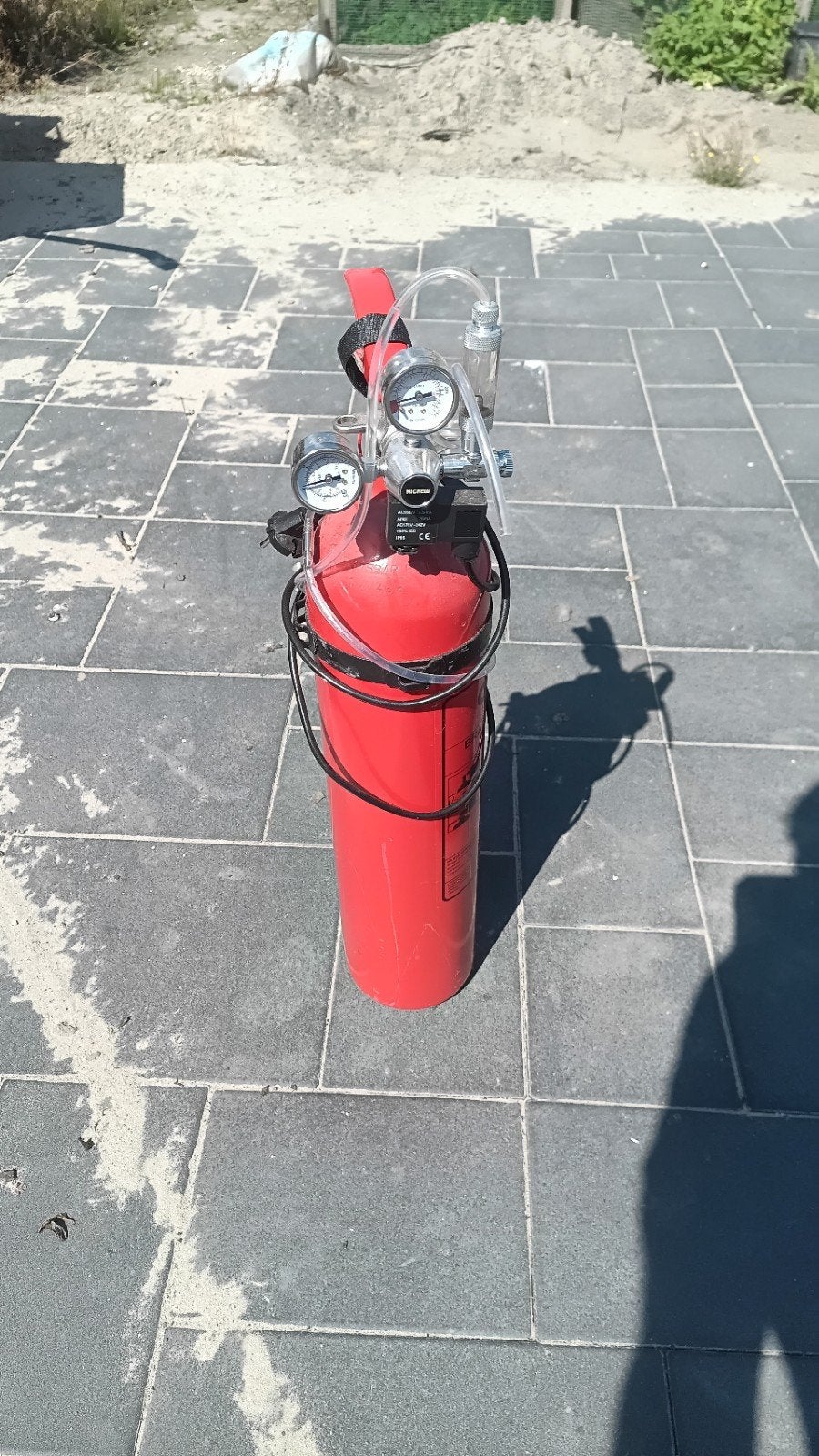 co2 fles brandblusser 5kg  met drukregelaar en magneetklep, Enlèvement, Utilisé
