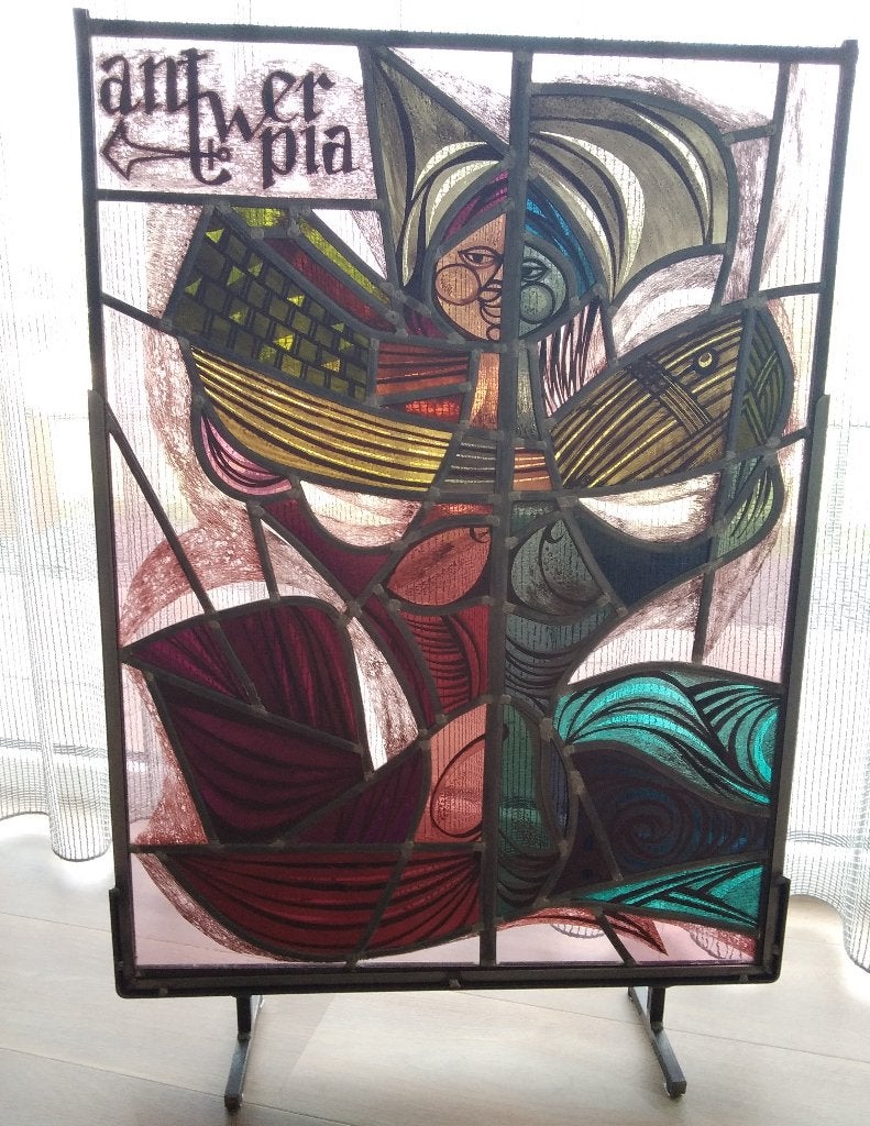 Glas in Lood Antwerpia van Georg Staes Beveren, Antiek en Kunst, Ophalen