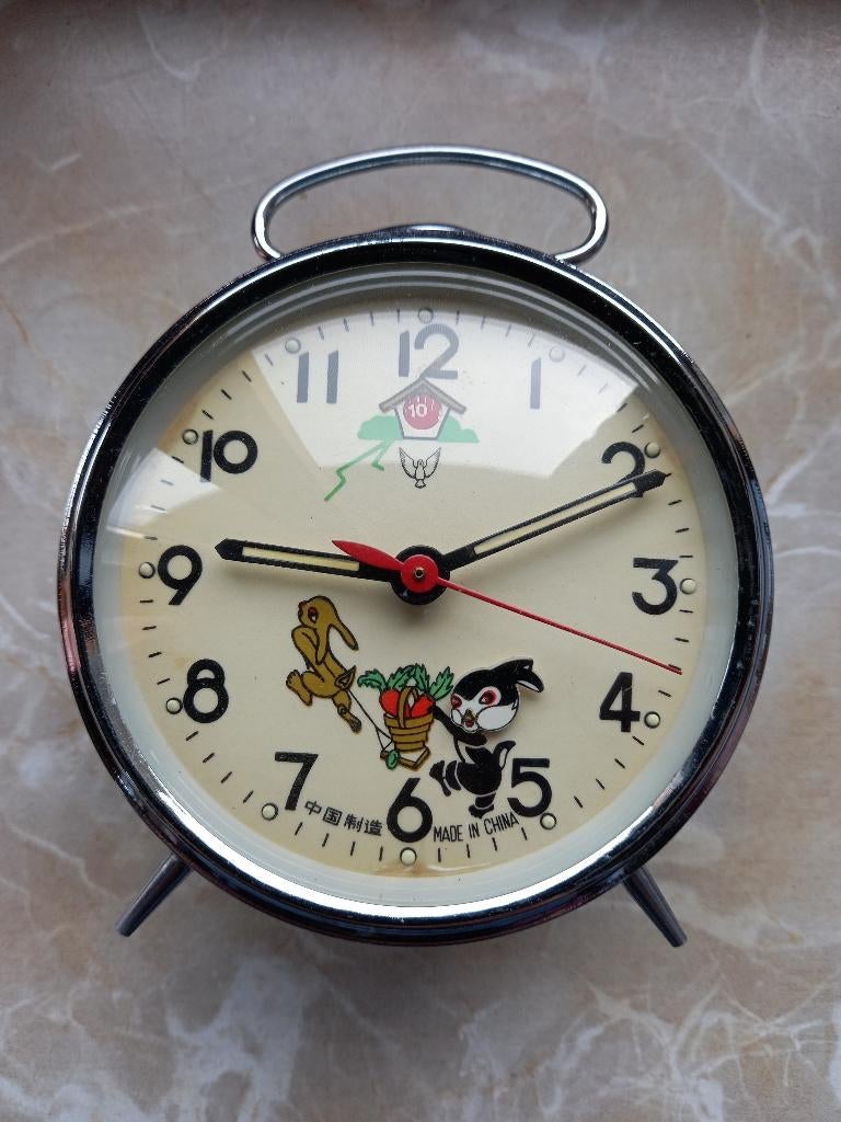 Vintage geanimeerde mechanische wekker, werkend, Ophalen of Verzenden, Zo goed als nieuw