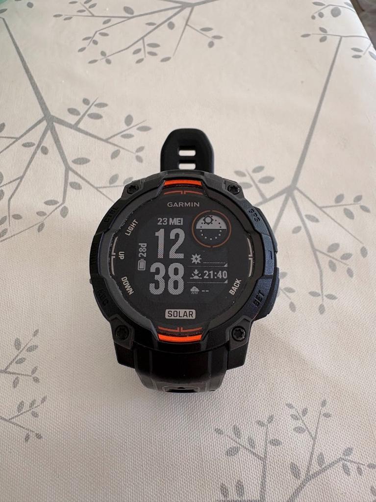 Garmin Instinct 3 Solar 45mm, Gebruikt, Zwart, Garmin, Ophalen of Verzenden