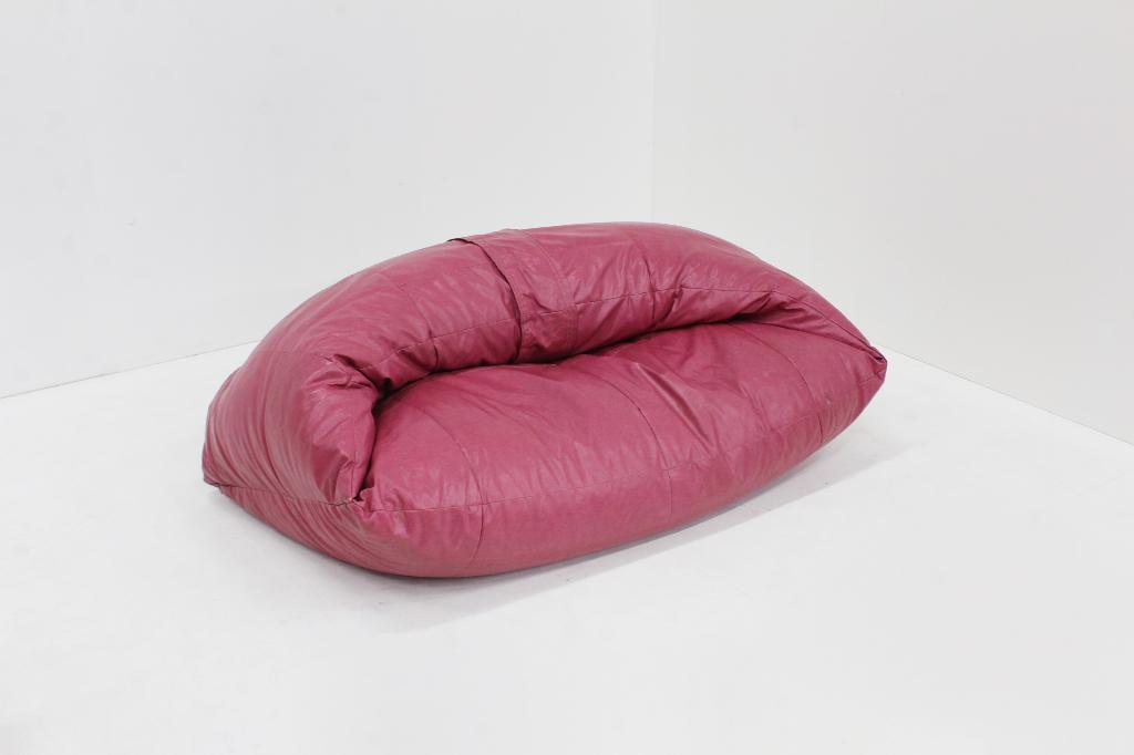 Vintage Raphael Raffel Croissant Sofa roze leder 1970s, Ophalen of Verzenden