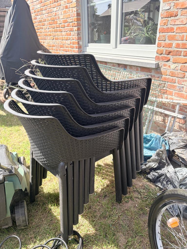 KETER- 6 stapelbare tuinstoelen zwart- antraciet, Enlèvement, Comme neuf, Synthétique