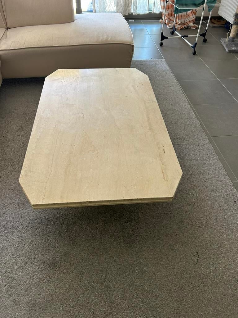 Table basse en travertin véritable — 130x80x32cm, Enlèvement, Comme neuf