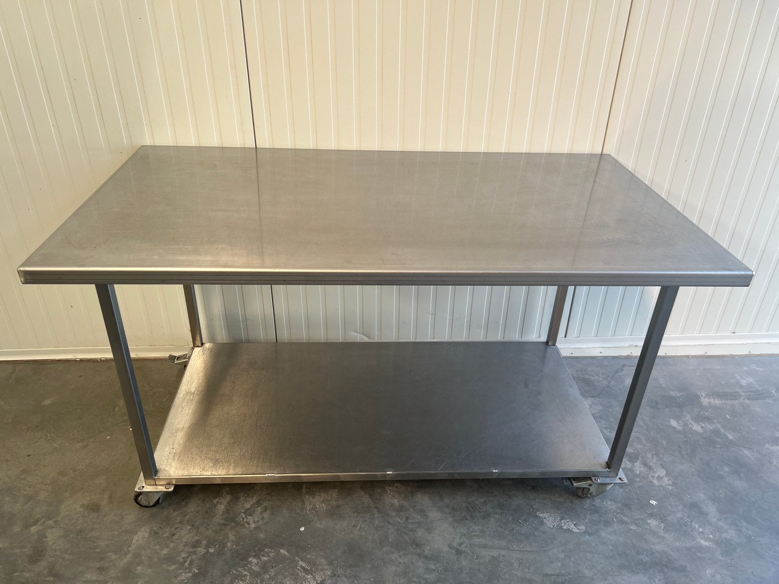 RVS/Inox werktafel op wielen – 158 x 85 cm, Enlèvement