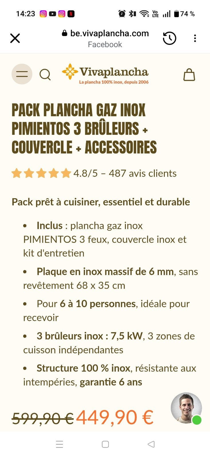 plancha inox gaz, Enlèvement