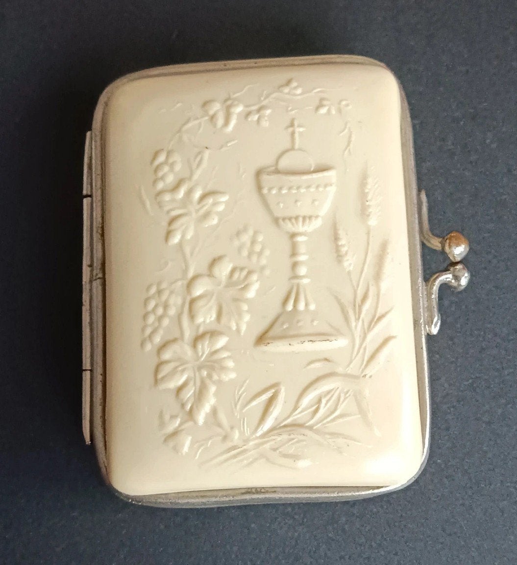 Ancien porte-monnaie de Communion en celluloïd, Antiquités & Art, Enlèvement ou Envoi