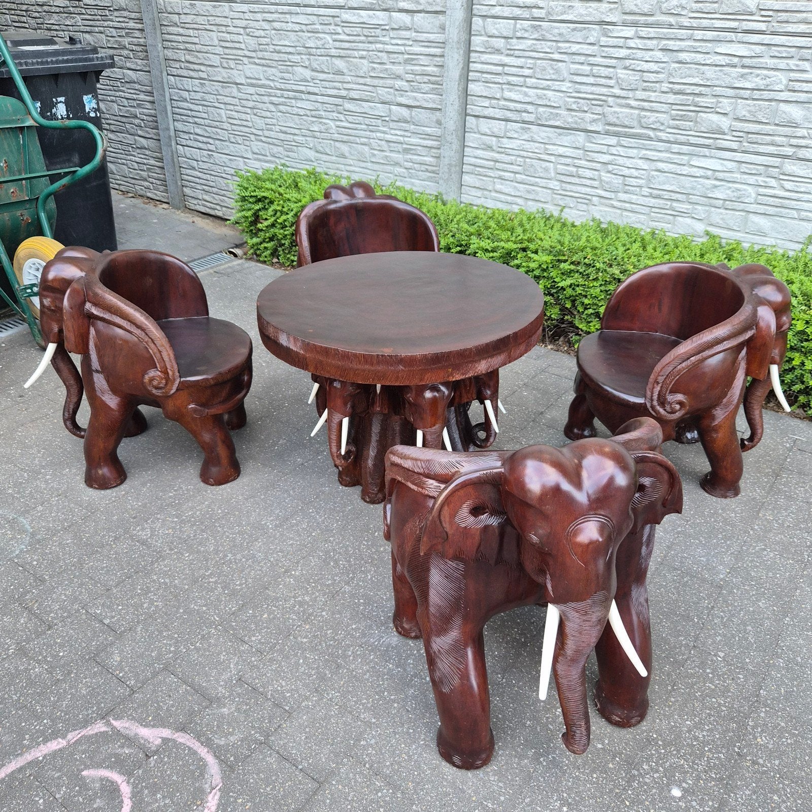 vintag olifant set palissander hout, Antiek en Kunst, Ophalen