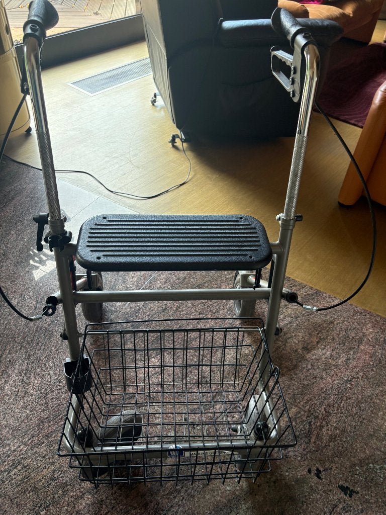 Rollator met mandje en zitje in goede staat, Enlèvement, Pliable, Utilisé