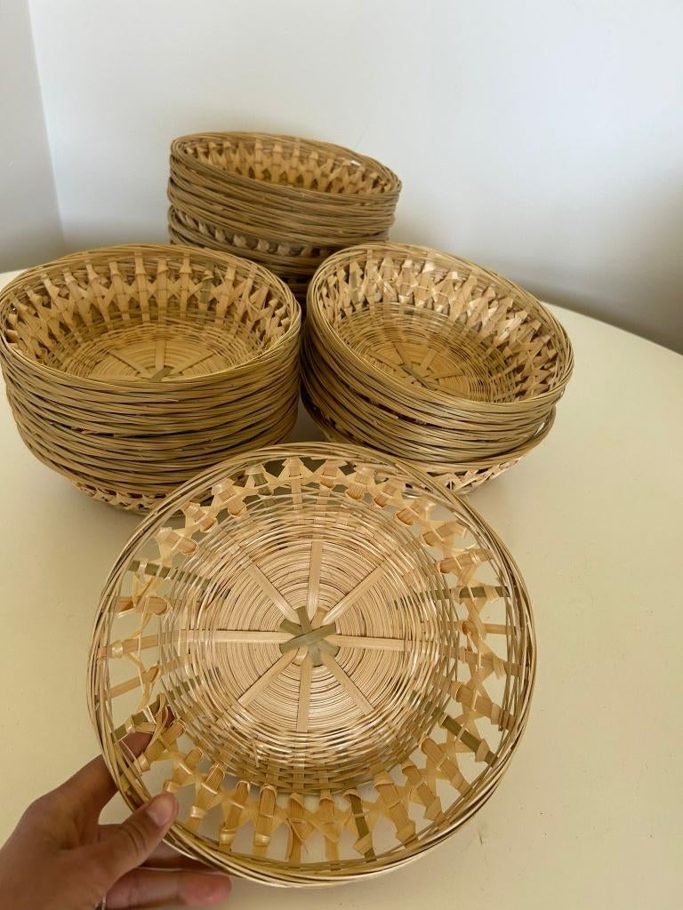 96 rieten mandjes rond 22 cm, Ophalen, Mand, Rond, Nieuw