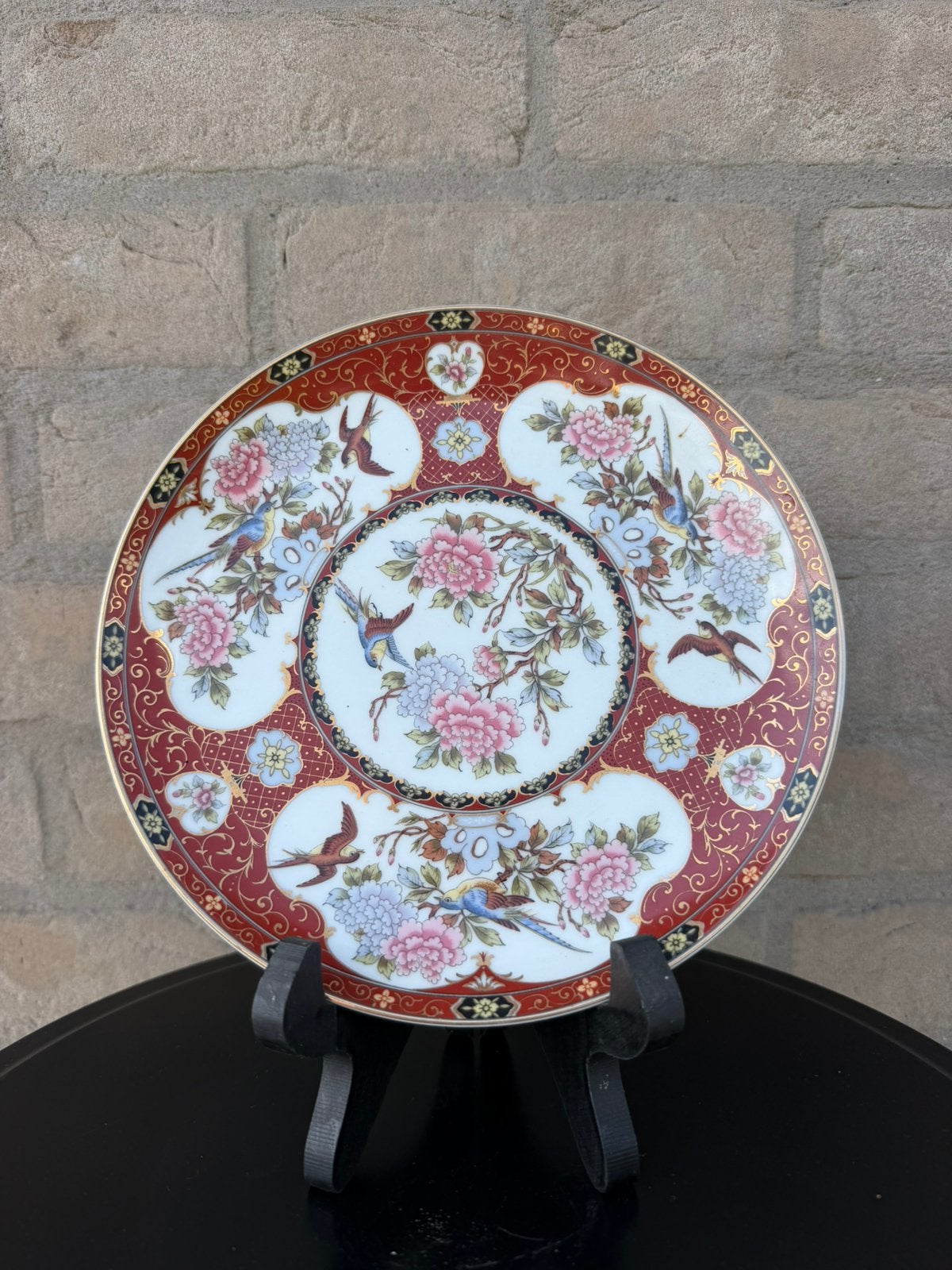 Japans porseleinen decoratief bord – vogels & bloemen, Enlèvement