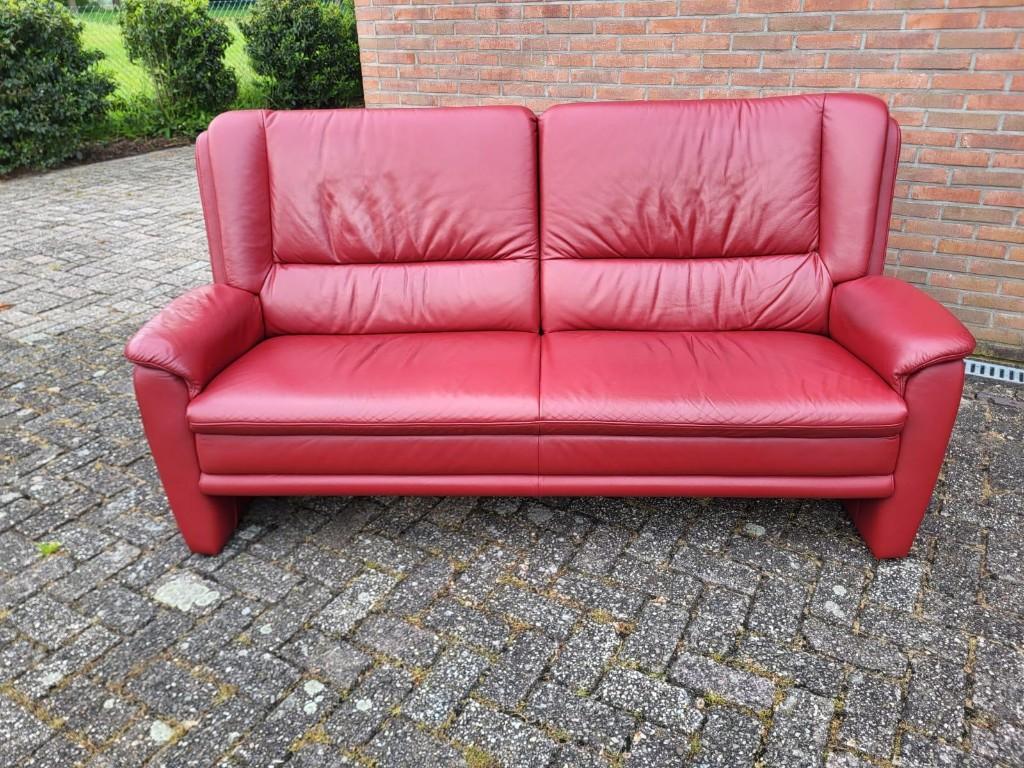 Canapé en cuir rouge/Ensemble de canapé en cuir rouge, Enlèvement ou Envoi, Utilisé, Rouge, Autres types