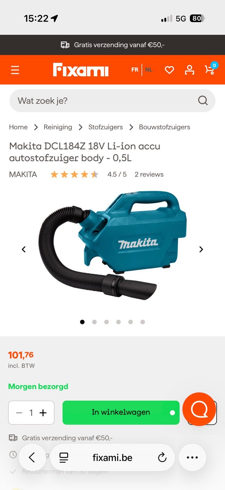 Autostofzuiger MAKITA 18V, Elektronische apparatuur, Ophalen, Zo goed als nieuw, Makita
