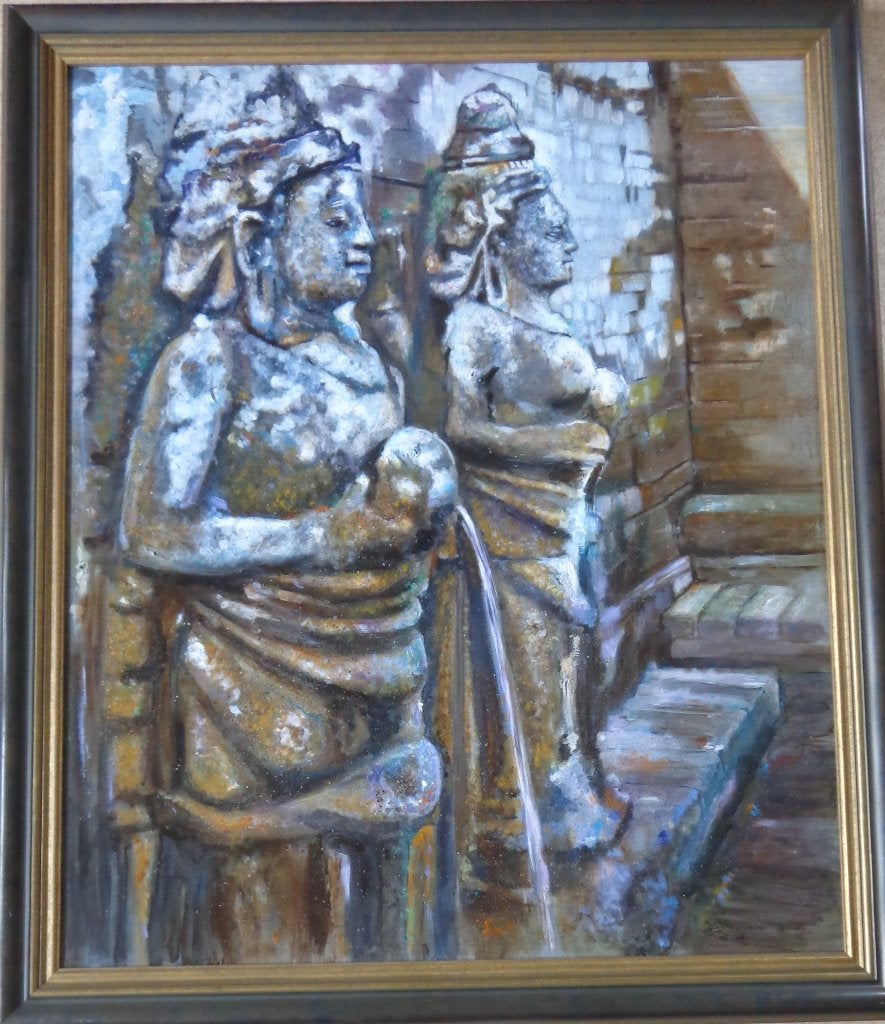 LOUIS NAGELKERKE / TEMPELBEELDEN / OLIEVERF DOEK / 136x116cm, Enlèvement