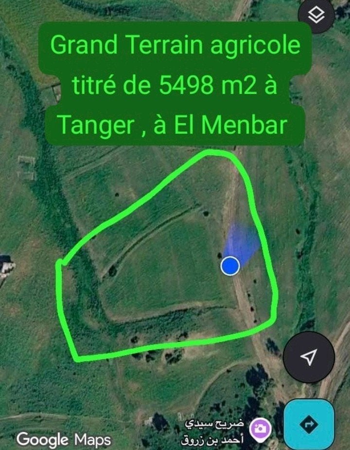 Grote landbouwgrond van 5498 m2 te koop in Marokko, Immo, Tanger Maroc, Verkoop zonder makelaar, 1500 m² of meer
