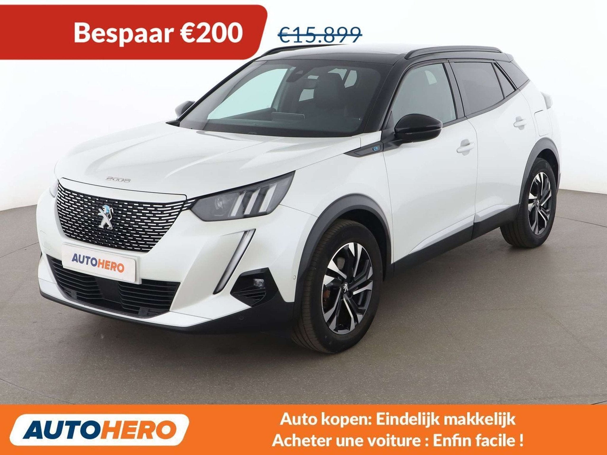 Peugeot e-2008 electric drive 100 kW e GT (bj 2021), Auto's, Peugeot, Gebruikt, Zwart, 136 pk, Wit