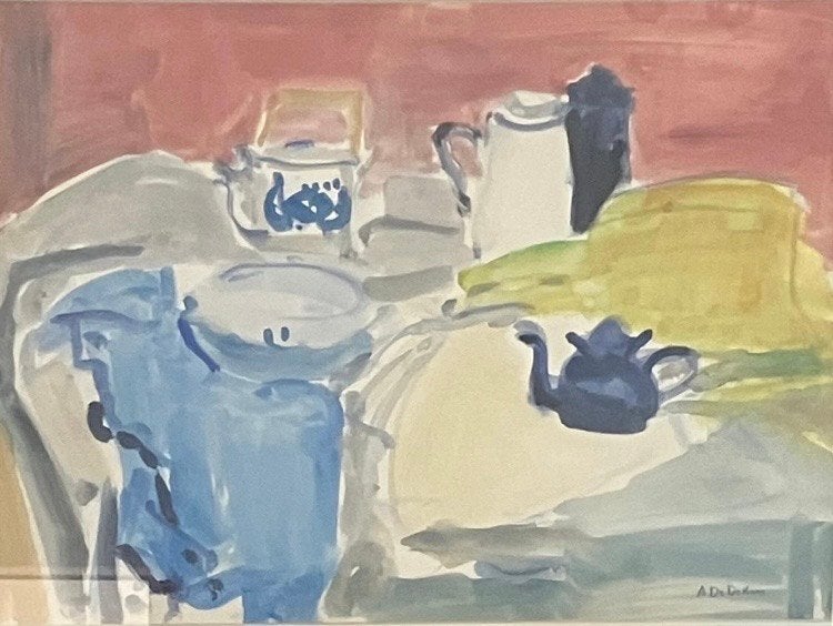 Albert De Deken (1915-2003), Antiek en Kunst, Ophalen of Verzenden, Achter glas, Gemengde techniek, Stilleven