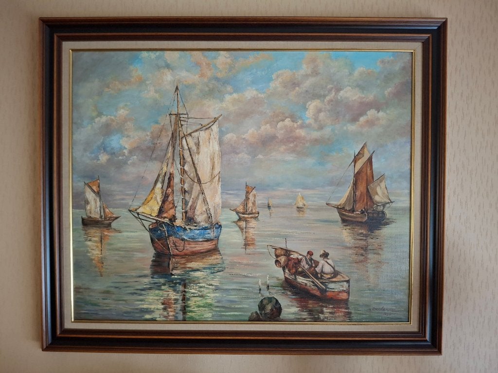 schilderij zeezicht, Antiek en Kunst, Ophalen, Origineel werk, Olieverf, Maritiem / water