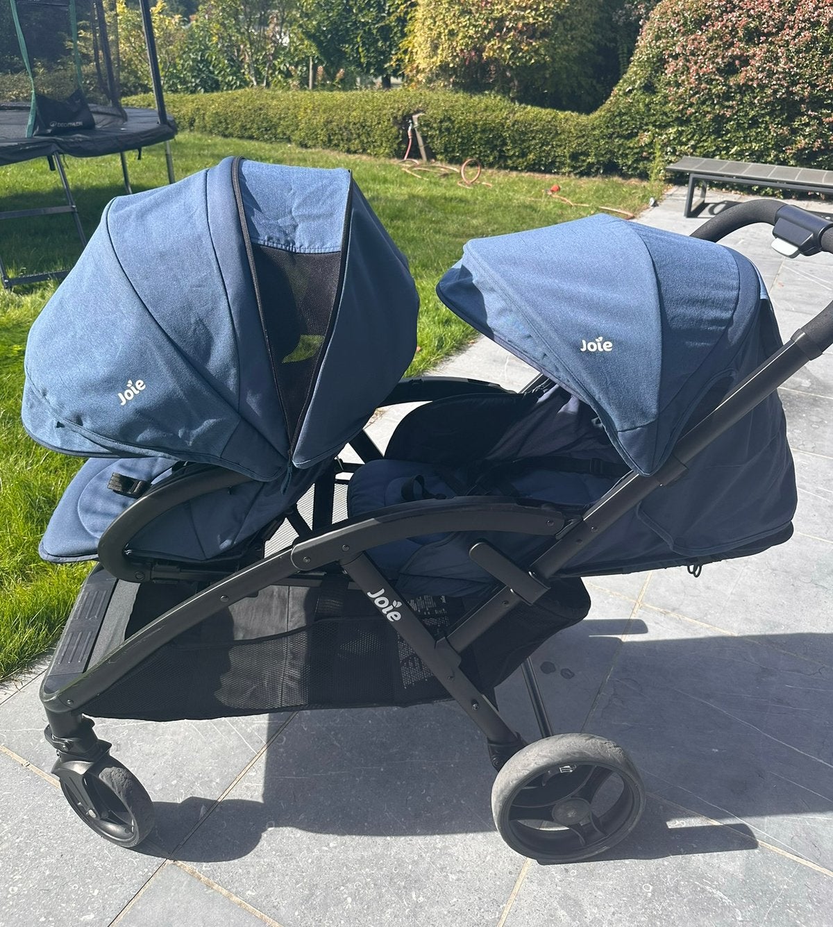 Poussette double Joie Evalite Duo bleue, Enlèvement, Utilisé