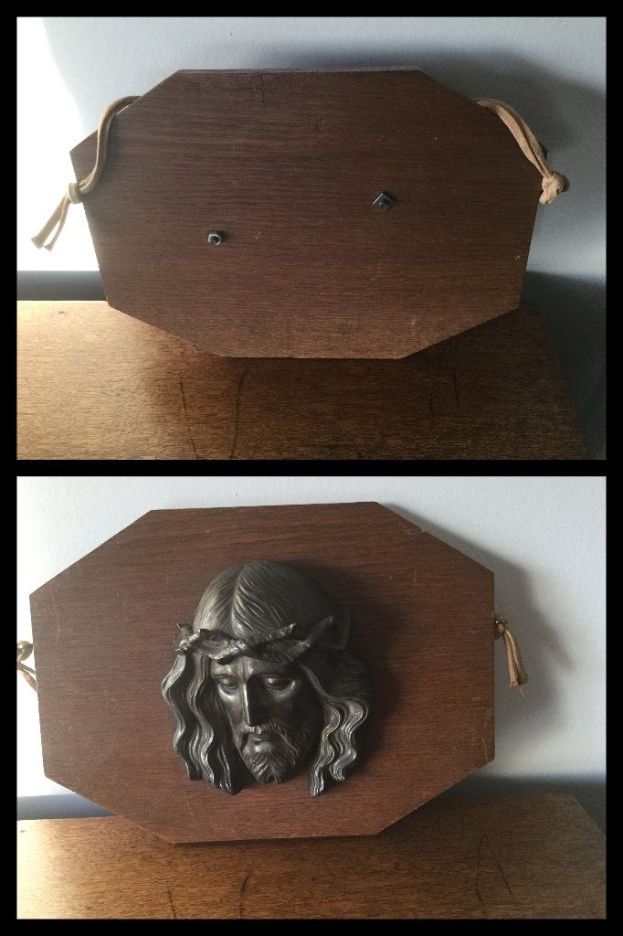 Religieuze wandplaquette Christus met doornenkroon Vintage, Antiek en Kunst, Antiek | Religieuze voorwerpen, Ophalen of Verzenden