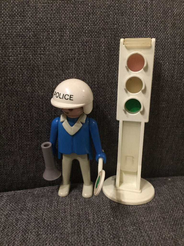 Playmobil vintage Politie man met verkeerslicht, Ophalen of Verzenden, Zo goed als nieuw