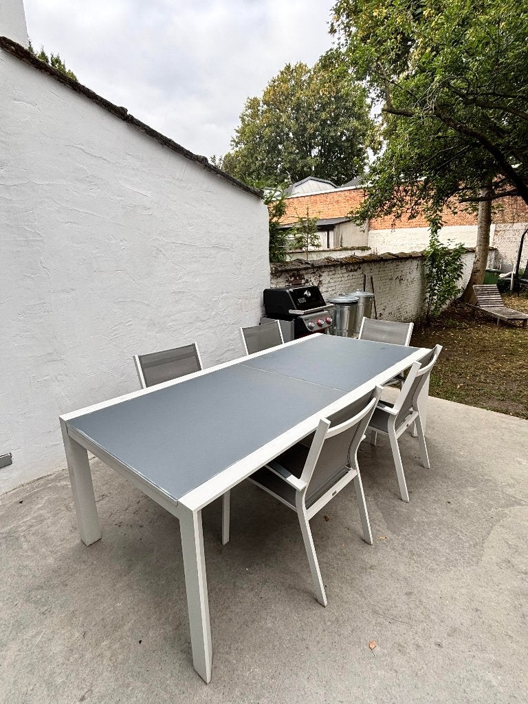 Tuintafel met 10 stoelen, Tuin en Terras, Tuintafels, Gebruikt, Rechthoekig, Ophalen