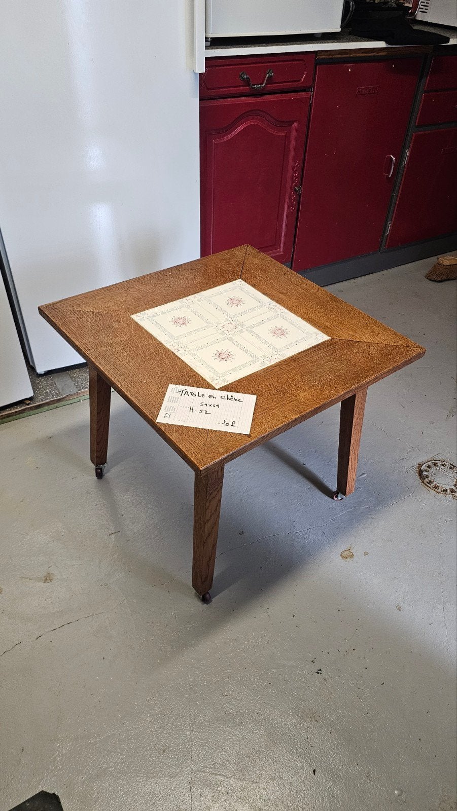 petite table en chêne, avec roulettes, Maison & Meubles, Enlèvement