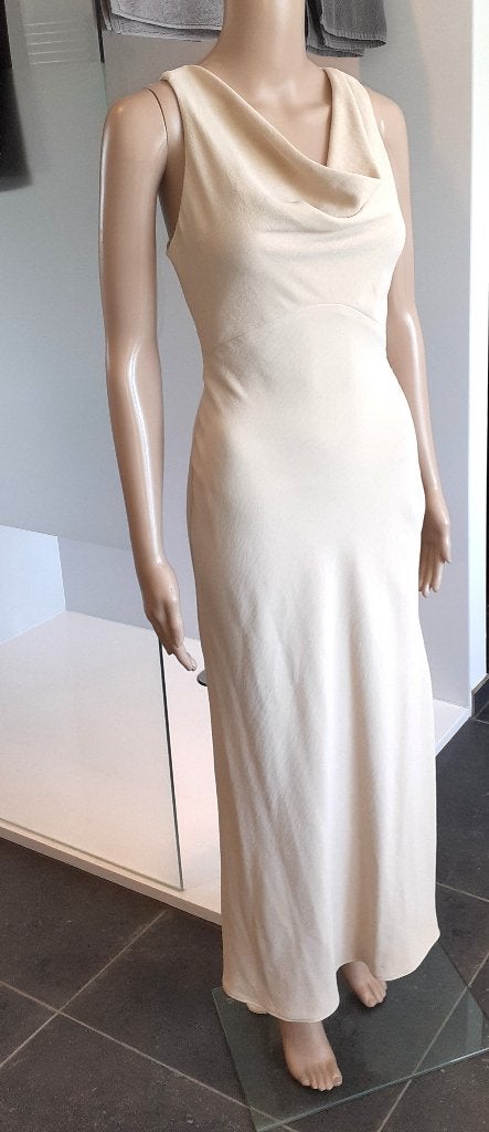 maxi jurk crème gedrapeerd met prachtige rug Zara XS, Beige, Nieuw, Ophalen of Verzenden, Maat 34 (XS) of kleiner