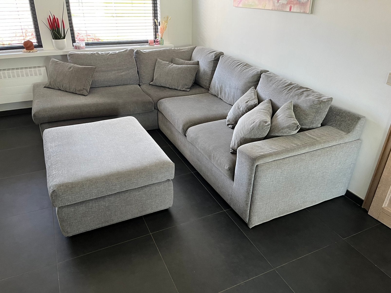 Hoeksalon met pouf, Huis en Inrichting, Ophalen, Gebruikt, Stof