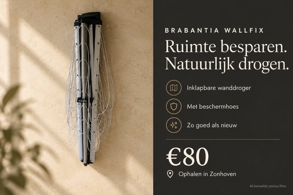 Brabantia WallFix wanddroger 24 m + beschermhoes, Ophalen, Zo goed als nieuw, Droogmolen