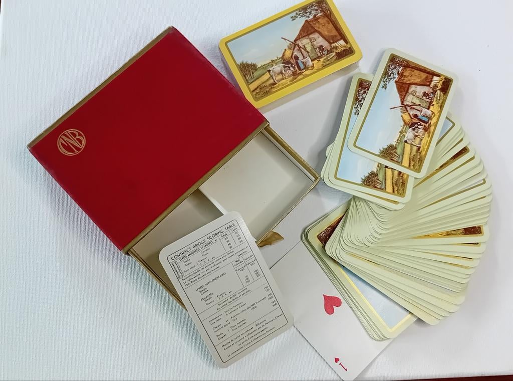 Coffret de Bridge Vintage "CNB" – Très bon état, Envoi, Doré