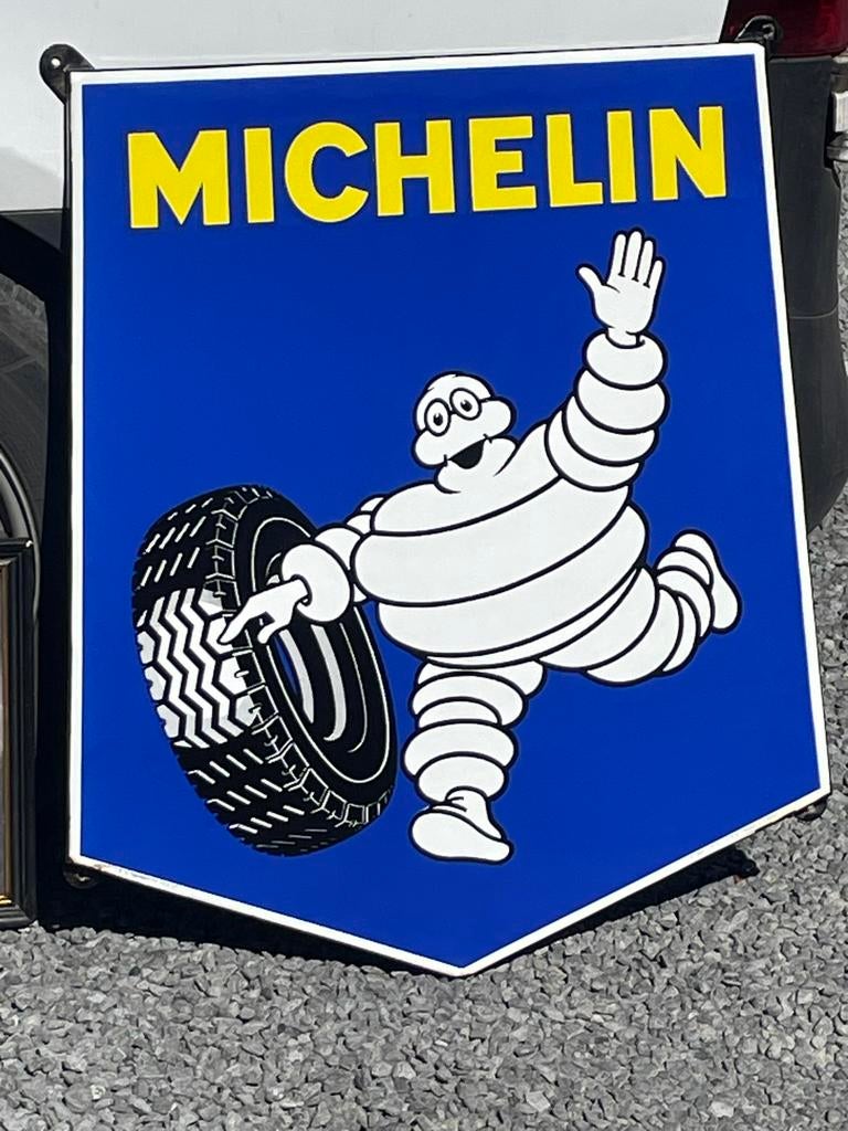 Emaillr reclamebord michelin topstaat, Verzamelen, Ophalen, Zo goed als nieuw, Reclamebord