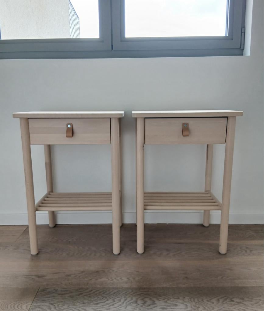 2x Ikea Björksnäs nachtkastje 48x38 cm berken, Huis en Inrichting, Slaapkamer | Nachtkastjes, Ophalen