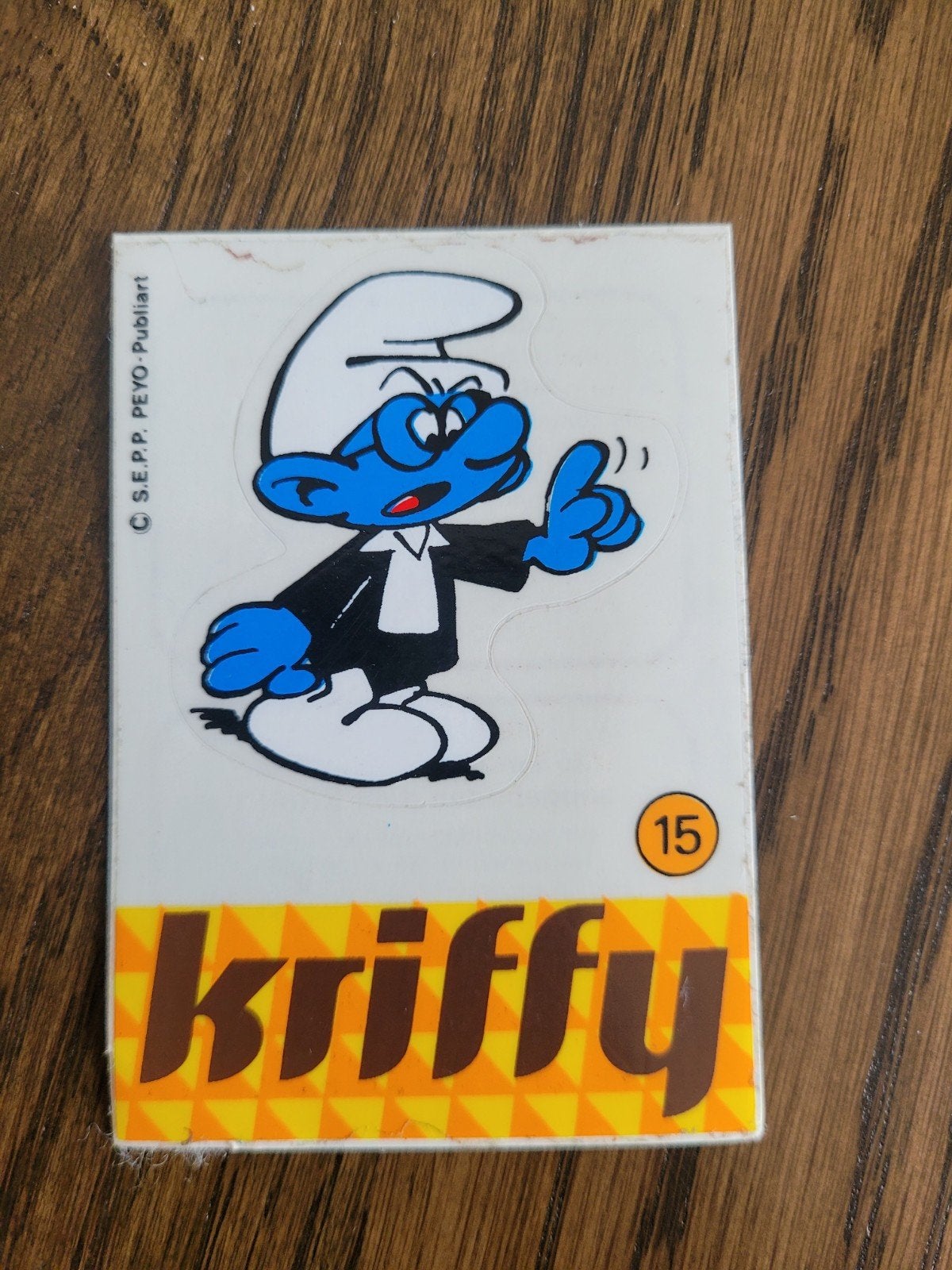autocollant ancien Les Schtroumpfs Kriffy numéro 15, Collections, Enlèvement ou Envoi