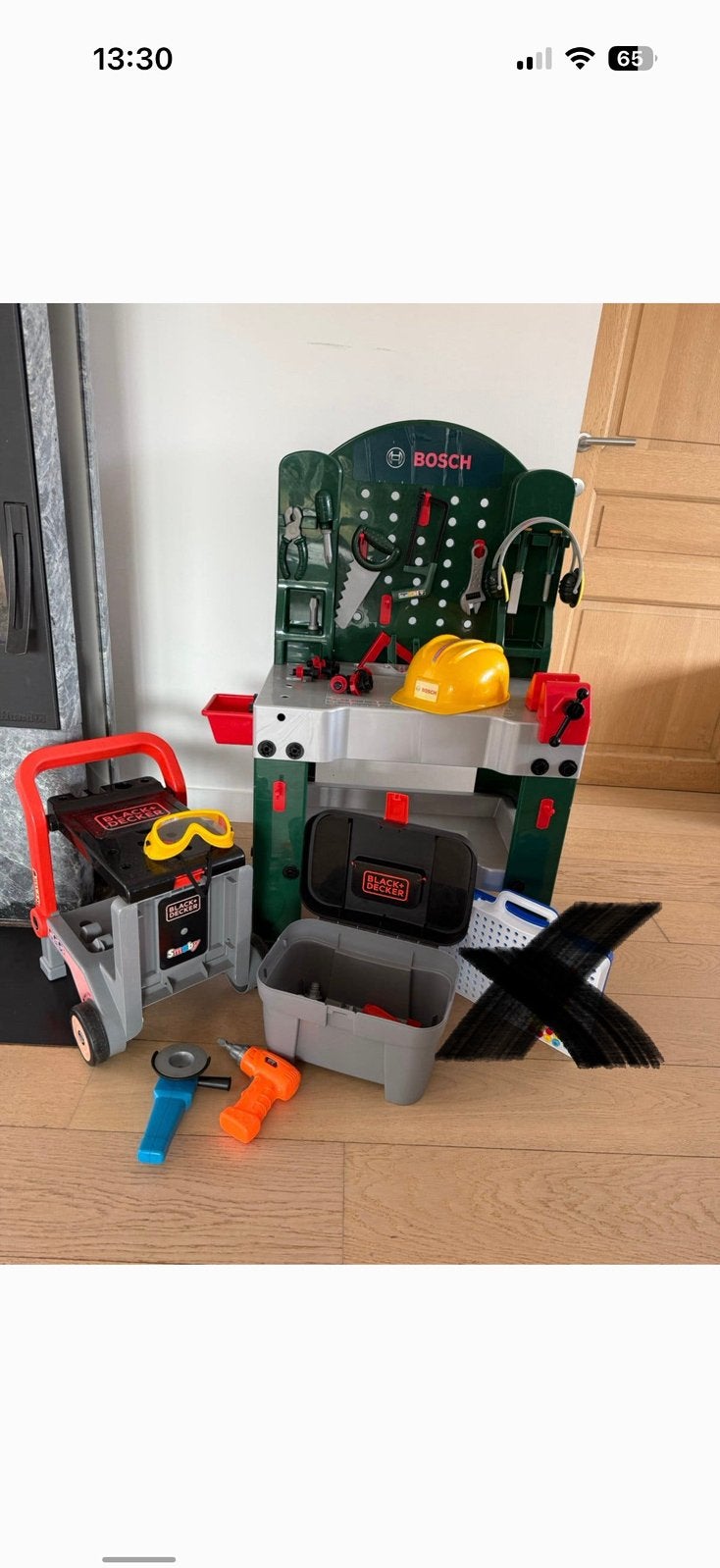 werkbank Bosch + Black & Decker gereedschapset, Kinderen en Baby's, Ophalen, Zo goed als nieuw, Bouwen