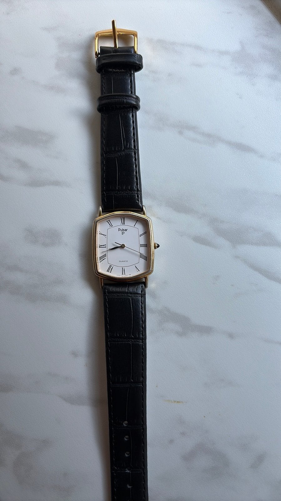 Gouden Pulsar-horloge, Ophalen of Verzenden, Zo goed als nieuw, Leer, Seiko