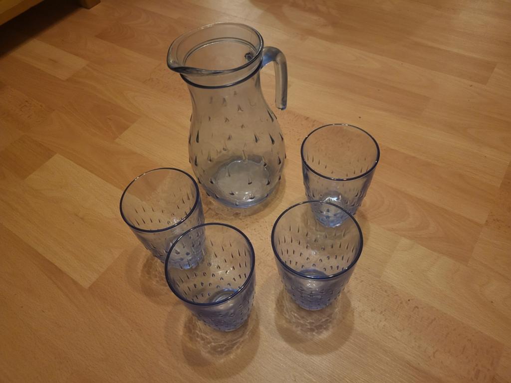 Service pichet + 4 verres Bormioli Rocco « Romantic » bleu, Enlèvement