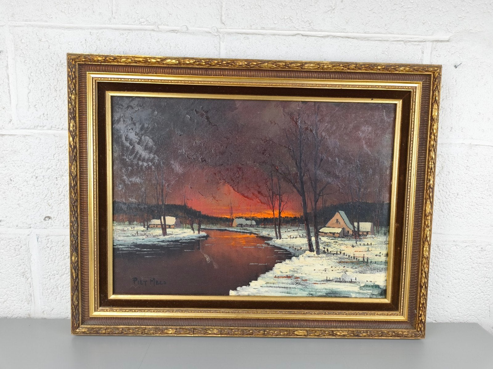 Schilderij van Piet Mees, Antiek en Kunst, Ophalen, Gesigneerd, Landschap
