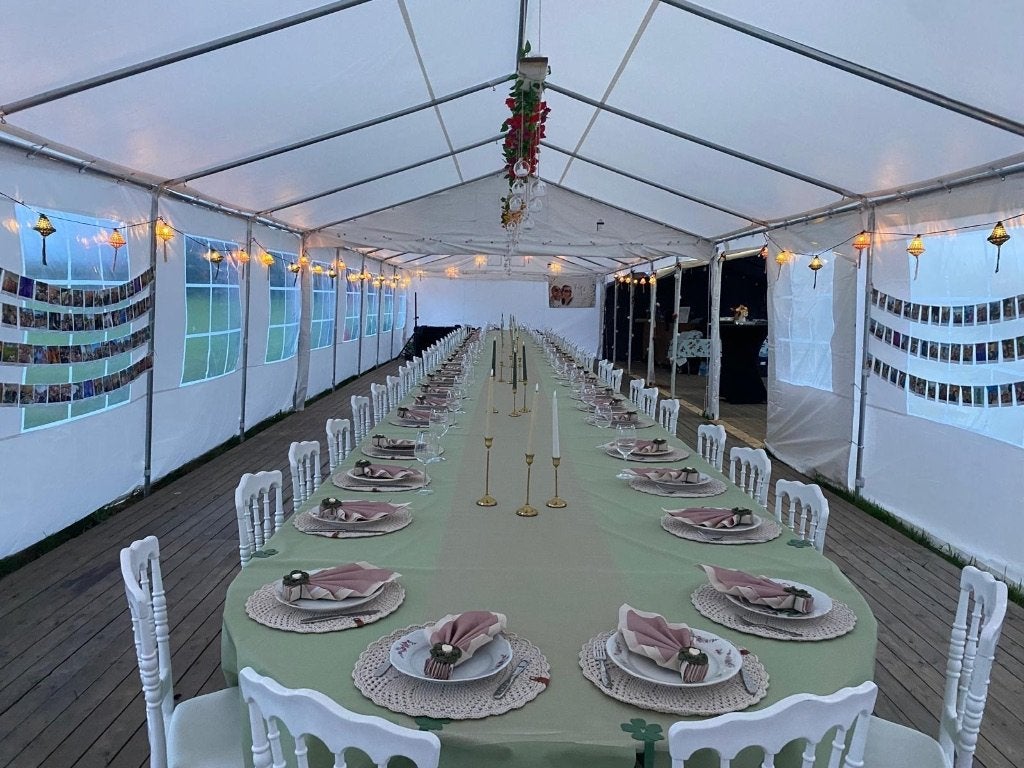 Tent van 5 x 10 meter, Ophalen, Zo goed als nieuw