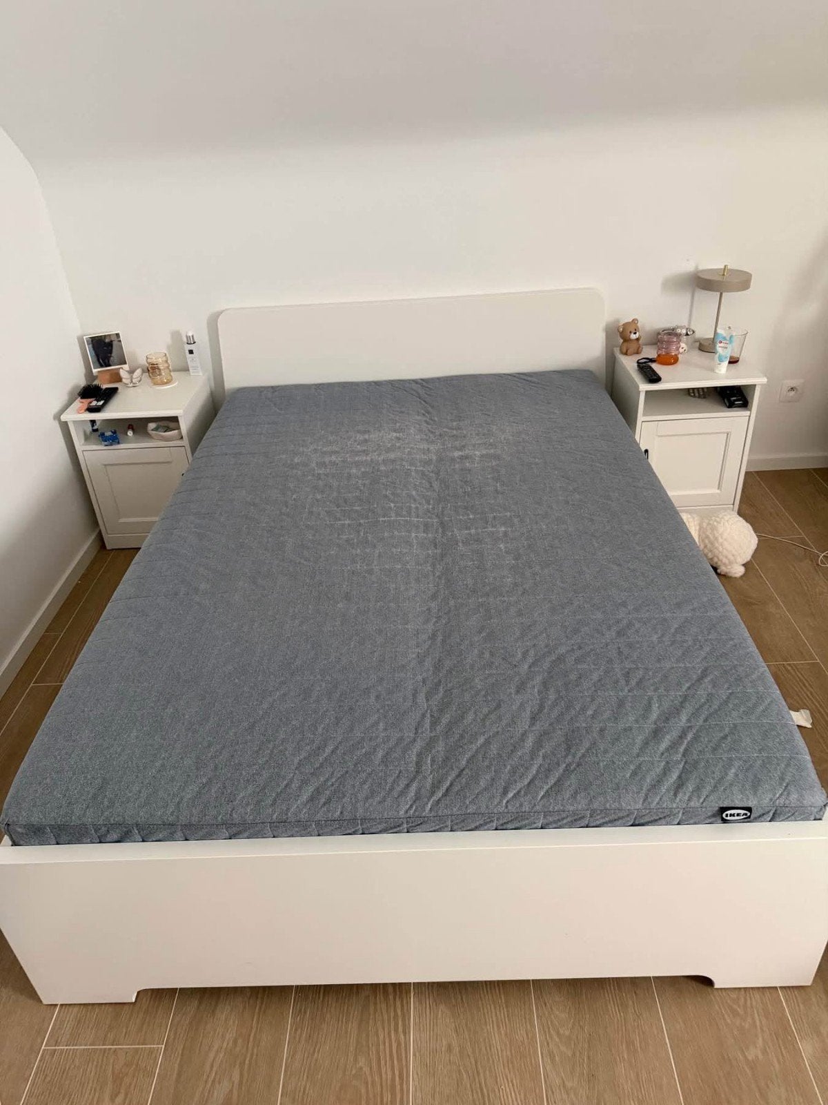 IKEA bed askvoll 140 x 200 cm, Ophalen, Wit, 140 cm, Twijfelaar