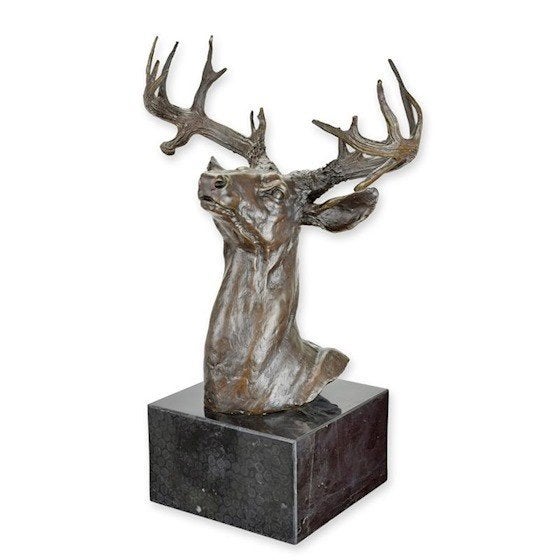 bronzen hert , buste, Antiek en Kunst, Ophalen of Verzenden, Buste