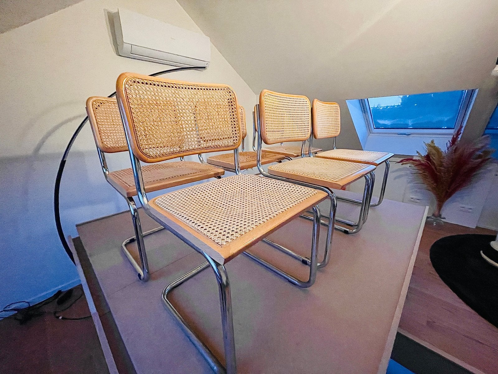 Set van 6 vintage cantilever buisframe stoelen, Gand