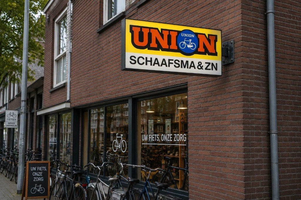 Dubbelzijdig lichtbak, lichtreclame van UNION fietsen., Ophalen, Gebruikt, Lichtbak of (neon) lamp